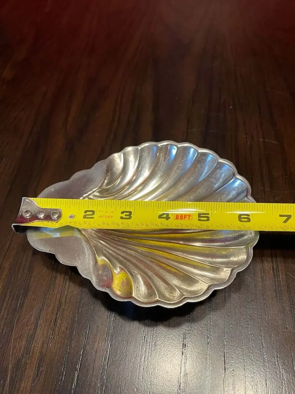 Vintage English Silver Plated Scallop Shell Serving Dish with Heraldic Lion Cres